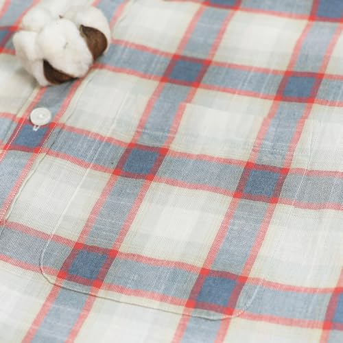 Image of Dubinik Mens Short Sleeve Button Down Shirts Soft Breathable Summer Vintage Regular Fit Lightweight Men's Casual Shirt