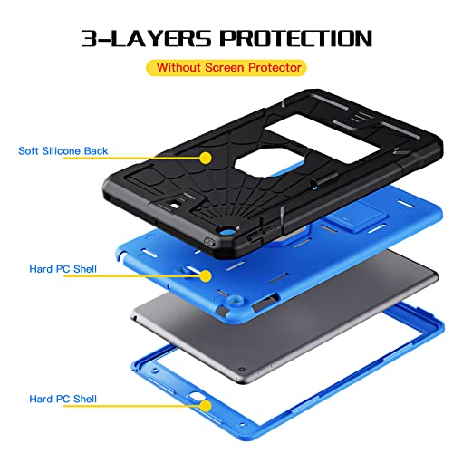 SIBEITU Case Compatible with iPad 9th Generation for Kids, with Pencil Holder Stand, Heavy Duty Rugged Case for iPad 10.2 inch