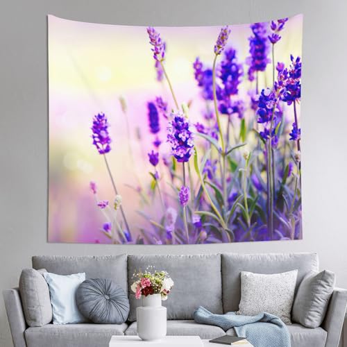 Tapisserie fleur de lavande JEJEA grand format 152x130 tenture murale décoration de chambre