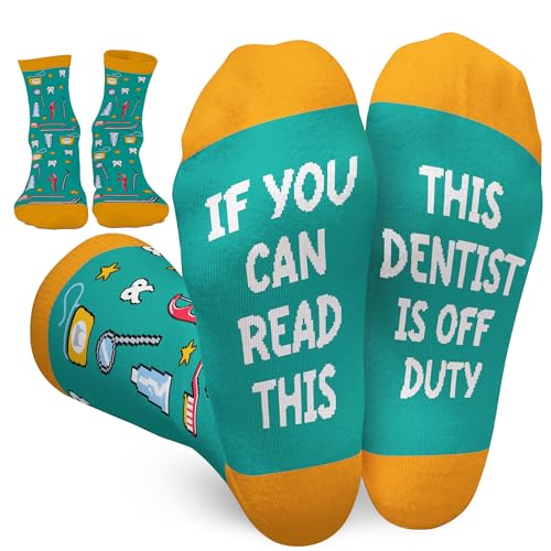 FOURSTUFF Dental Socks - Dental Hygienist Gifts for Women Men - Dentist Gifts - Tooth Teeth Presents for Dentists - Appreciation Christmas Dentist Socks