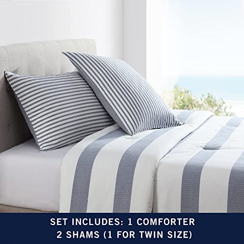 Nautica - King Comforter Set, Soft Yarn-Dyed Cotton Bedding, Medium Weight for Year Round Use, 3 Piece Bed Set with Matching Pillowcases (Fairwater Blue) by Nautica - Image 5