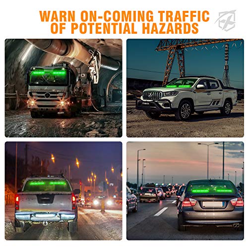Xprite Led Emergency Traffic Advisor Dual Strobe Light Bar, W/ Control Box Front Rear Windshield Visor Deck Safety Hazard Warning Flashing Lightbars, For Construction Vehicles Semi Trucks Car - Green #TOP5