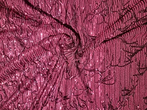 Lycra Net Fabric with Sequence RED Wine Color 58'' Wide FF40[11] by The yad
