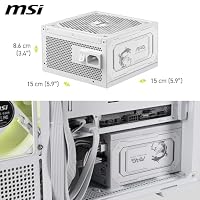 MSI MAG A1000GL PCIE5 White Netzteil, 1000 W, 80 Plus Gold, ATX 3.1, PCIe 5.1 GPU-Unterstützung, ATX-Netzteil, Modular, weiße Kabel – Ansicht 6