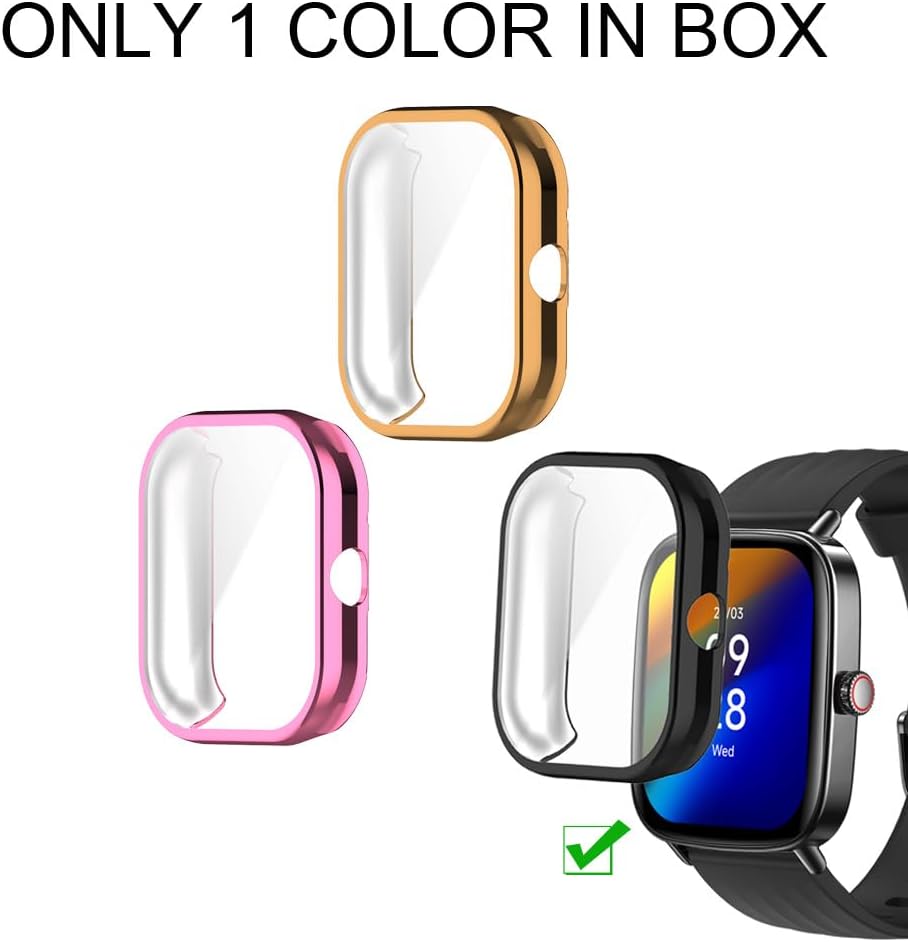 Watch Cases for Yoever aeac Tensky SOUYIE IDW28 1.85' Smart Watch, TPU Case with Screen Protector, Black
