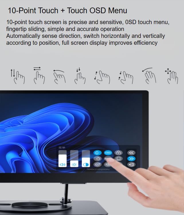 Image of 15.6 inch Portable Monitor 4K OLED Touchscreen, 100% Adobe RGB 10-Bit Color, USB-C External Display for Laptop, PC, Mac, Phone, Gaming, with Smart Cover & Stand