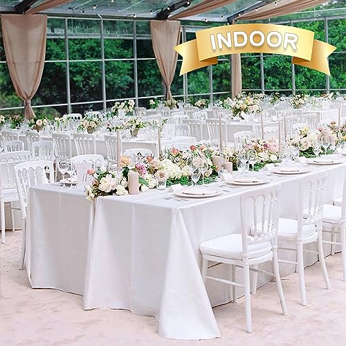 Image of sancua 8 Pack White Tablecloth 90 x 132 Inch - Rectangle Table Cloth for 6 Feet Tables Stain and Wrinkle Resistant Washable Polyester Table Cover for Dining Wedding Banquet Party Buffet Restaurant