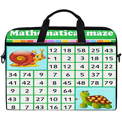 Kaariok Educational Mathematical Maze Game Number Labyrinth Laptop Shoulder Bag 13-14.5 Inch Sleeve Case Messenger Tablet Carring Briefcase with Handle Strap for Men Women Boys Girls