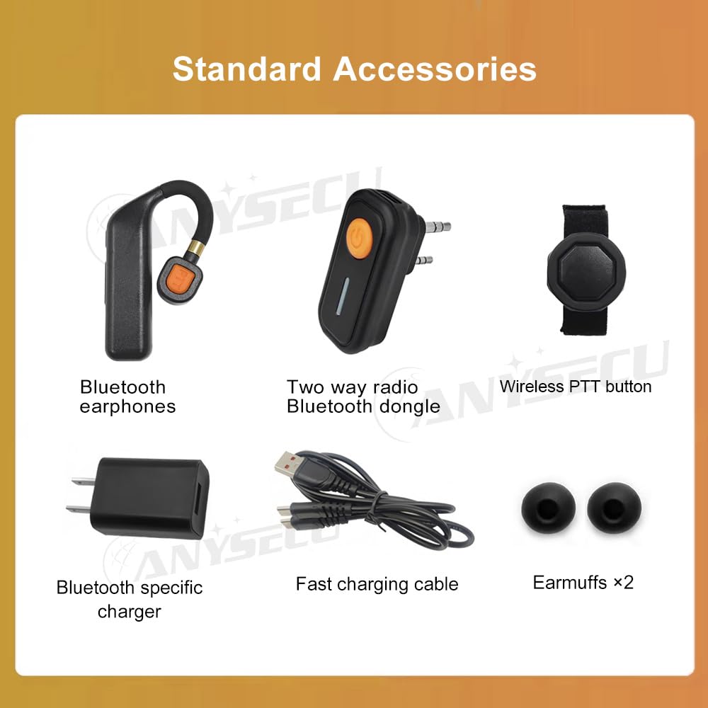 Anysecu Walkie Talkie Auricolare Senza Fili Vivavoce K1 Plug PTT Auricolare con Microfono a Cancellazione del Rumore per UV-5R UV-82 2 Pin K Tipo Connettore Radio Bidirezionale