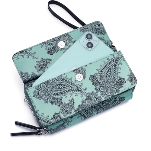 Image of Lanyani RFID Crossbody Wallet Wristlet Purse with Phone Pocket For Women Vegan Leather