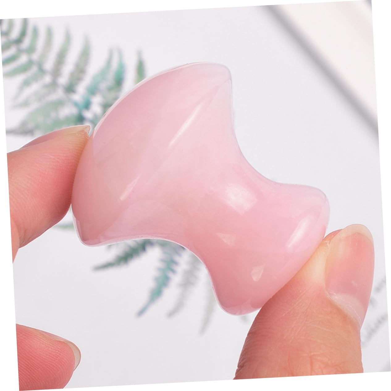 FOMIYES Natural Pink Crystal Mushroom Head Massage Massager Energy Round Stone for Scrapping