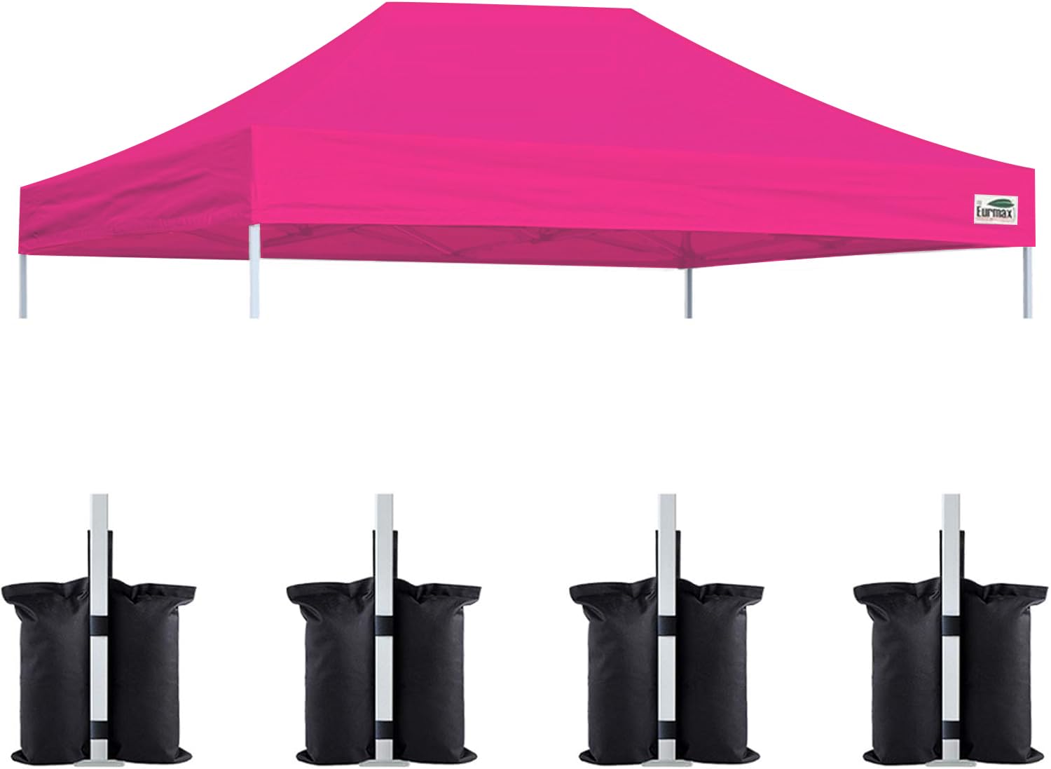 Eurmax USA 10x15 Pop Up Canopy Replacement Top,Universal Instant Canopy Cover ONLY,Heavy Duty UPF 50+ UV Protection,Water &amp; Wind Resistant Tarp,30+ Colors Available,Bonus 4 Sand Bags (Pink)