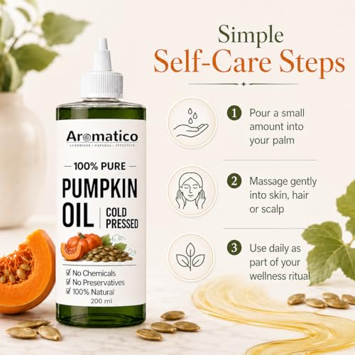 Image of AROMATICO 100% Pure Pumpkin Oil Cold Pressed for Healthy Hair & Skin - 200ml