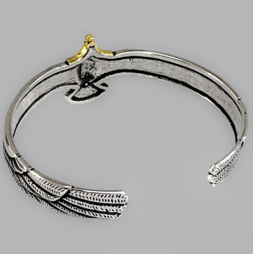 Eagle Cuff Bracelet for Men and Women Creative 925 Silver Eagle Open Cuff Rock Punk Flying Eagle Bangle Feather Adjustable Bracelet Lucky Hope Bracelet Simple Retro For Girl Teens - Image 3
