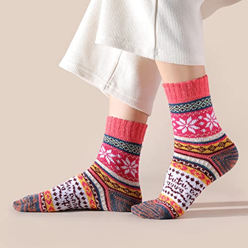 Trifabricy Wool Socks for Women, Winter Thick Warm Crew Boot Hiking Socks - image 8
