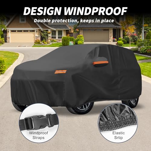 Image of X AUTOHAUX Car Cover Outdoor Waterproof Sun Rain Snow Hail Protection with Left Side Door Zipper Aluminum Film for Acura MDX