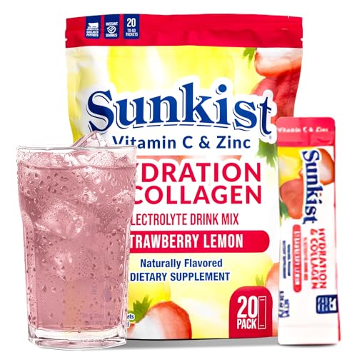 Sunkist Collagen + Hydration Strawberry Lemon Electrolyte Drink Mix (Pack of 20)