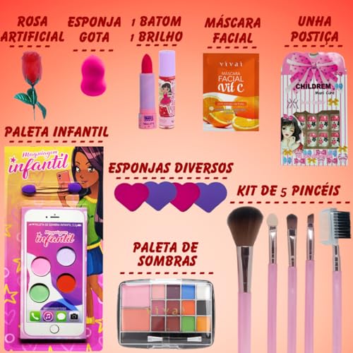 Kit de Maquiagem Infantil Maleta Completa Para Criança Menina