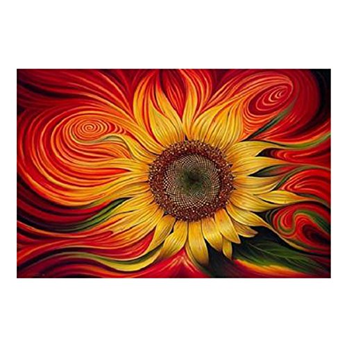5D Full Drill Painting by Number Diamond Painting Kits for Home Decoration, 12x8 Inches Sun Flowers Rhinestone Embroidery Cross Stitch for Family Activities and Emotional Adjustment
