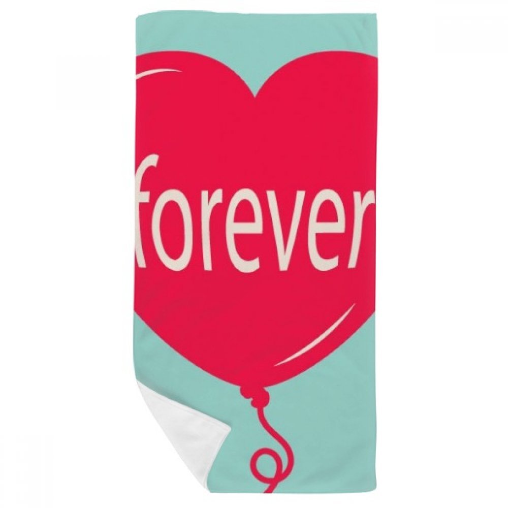 Serviette de bain doux 35x70cm multicolore avec motif coeur rouge et vert