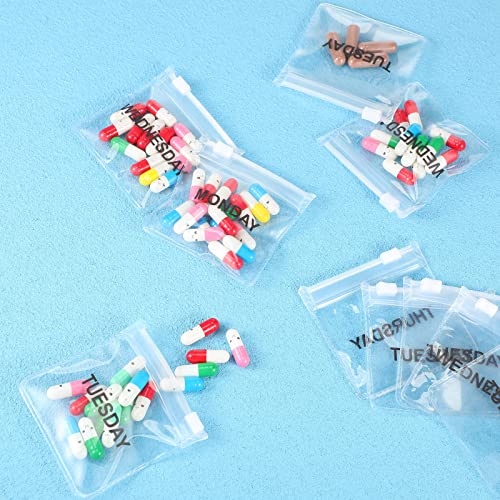 Image of Sherr 35 Pcs Pill Pouch Bags with Zipper Pill Pouch Set Travel Reusable Translucent Medicine Organizer Self Sealing Plastic Bag with Slide Lock for Storage(Simple Colors,3 x 3 Inch,Week Style)