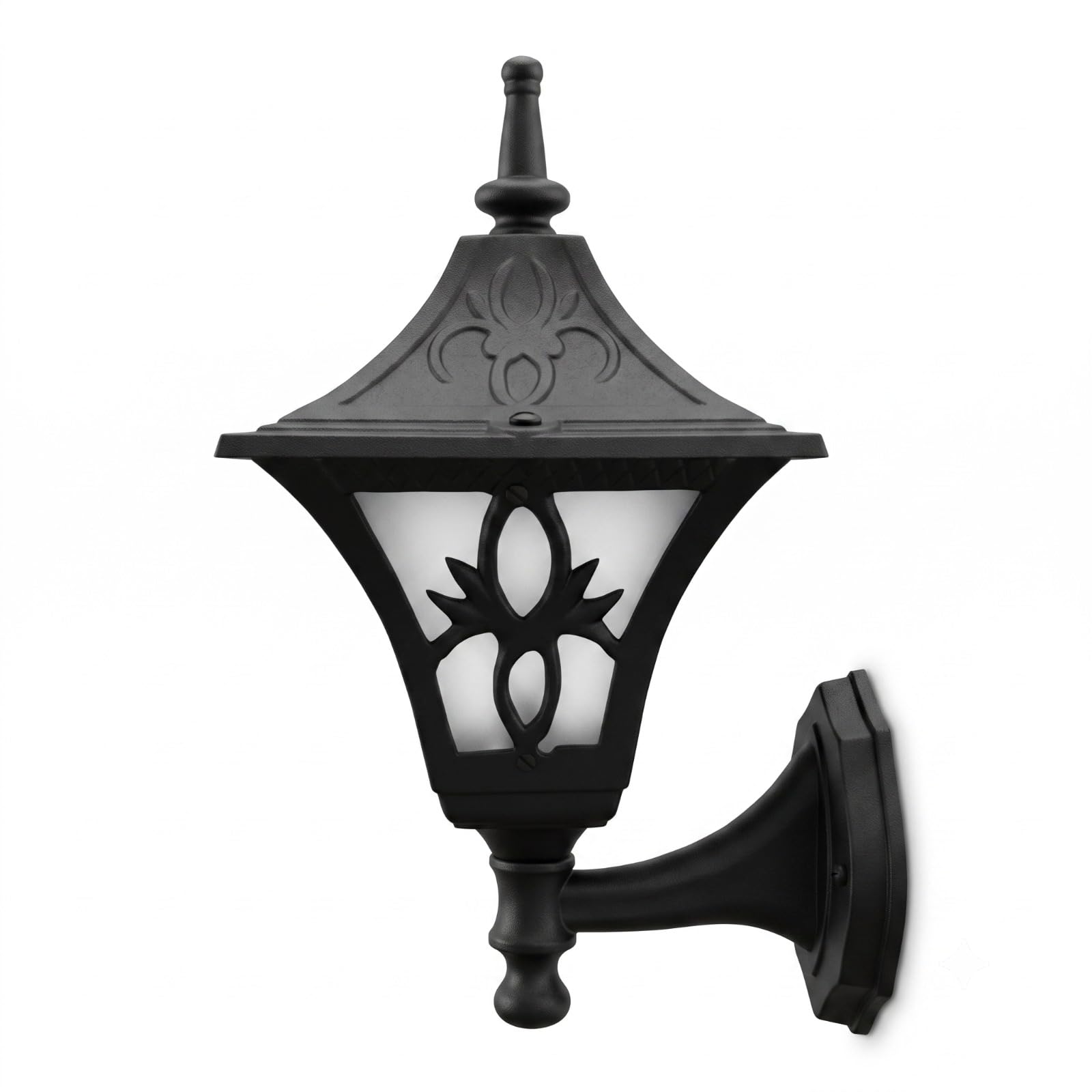 Cast Iron Outdoor Wall Lantern, Black with Frosted Glass | Frosted Glass Shade, Weather Resistant Finish, Rust Resistant, Indoor & Outdoor Use, Corrosion-Resistant Body-image-30