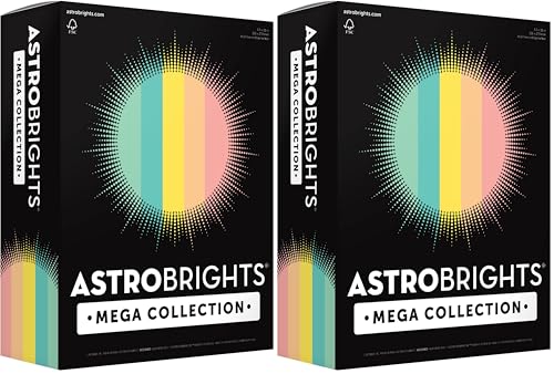 Image of Astrobrights Colored Paper, 625 Sheets, 24 lb. /89 gsm, 8.5 inch x 11 inch | Punchy Pastel 5-Color | Pack of 2 | Mega Collection