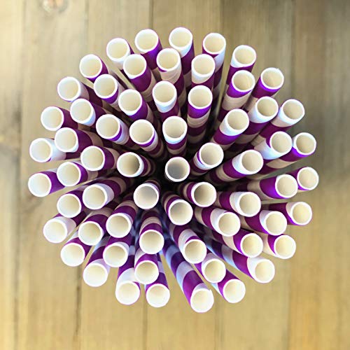Pitillos de papel morado y blanco 7.75 pulgadas pack 50 miniatura 2