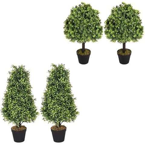 Azoco Topiary Trees Artificial Outdoor + Topiary Balls Artificial Outdoor Cover