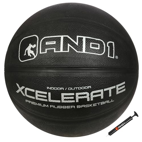 Basquetbol, Sports AND1 Balón de Baloncesto de Caucho Xcelerate: tamaño reglamentario Oficial 7 (29,5'), construcción de Canal Profundo, Fabricado para Partidos de Baloncesto...