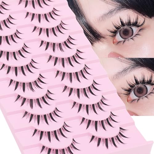 10 Pairs Manga Lashes Anime Cosplay Lashes Janpanese Style 16mm Spiky Lashes Extensions Manhua Natural Makeup Look Doll Eye Lashes Daily & Party by AUGENLI (LK02)