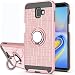Galaxy J6 Plus Case, Galaxy J6 Prime Case with HD Screen Protector, YmhxcY 360 Degree Rotating Ring & Bracket Dual Layer Shock Bumper Cover for Samsung Galaxy J6+ Plus 2018-ZH Rose Gold