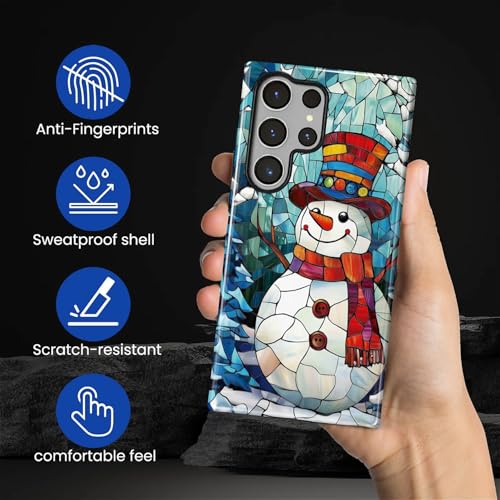 TAMEFOX Case for Samsung Galaxy S24 Ultra,Anti Drop Scratch Frosted Protective Cover Case for Women Girl-Gorgeous Winter Christmas Snowman - image 5