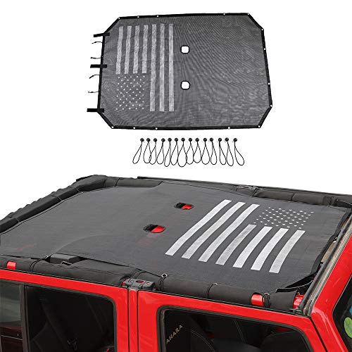 American Flag Sunshade Mesh Bikini Top Sun Shade UV Protection for 2007-2018 Jeep Wrangler JK Unlimited 4 Door