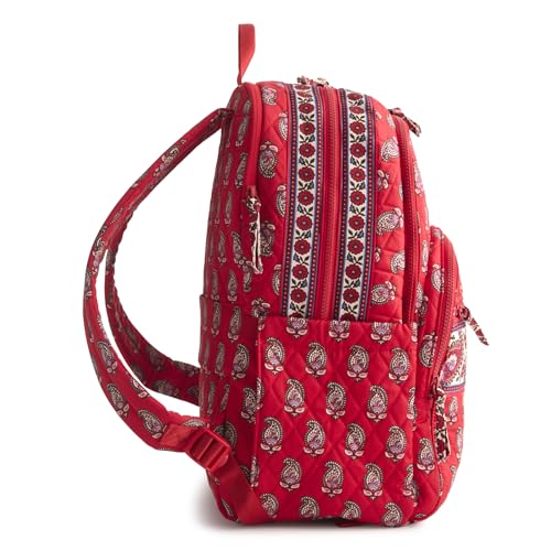Image of Vera Bradley Women's Premium Cotton Large Bancroft Backpack, Flowering Paisley Goji Berry, One Size