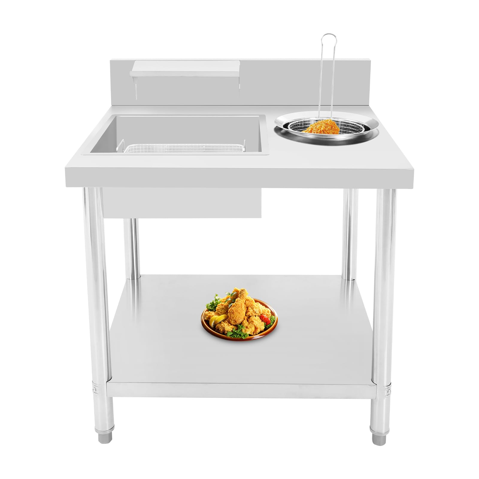 Panierisch Breeding Table Piano di lavoro commerciale impanatura di pollo fritto in acciaio inox con contenitore e cestino per ristoranti di pollo ristoranti fast food hotel
