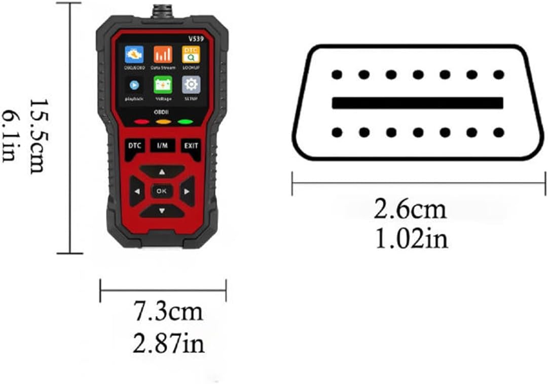 Dimensions of the V539 OBD2 scanner