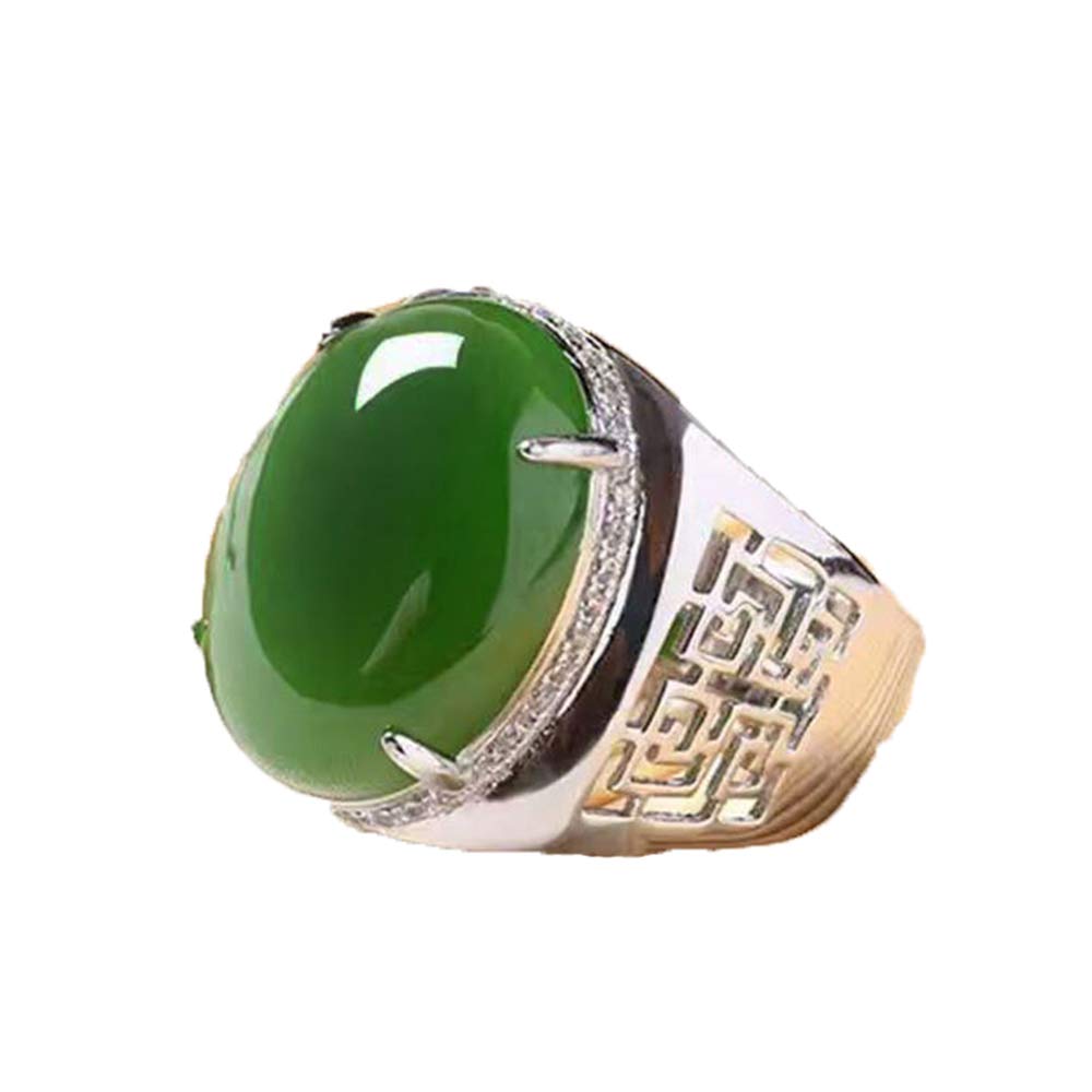 Bague homme jade vert style chinois pour look vintage élégant