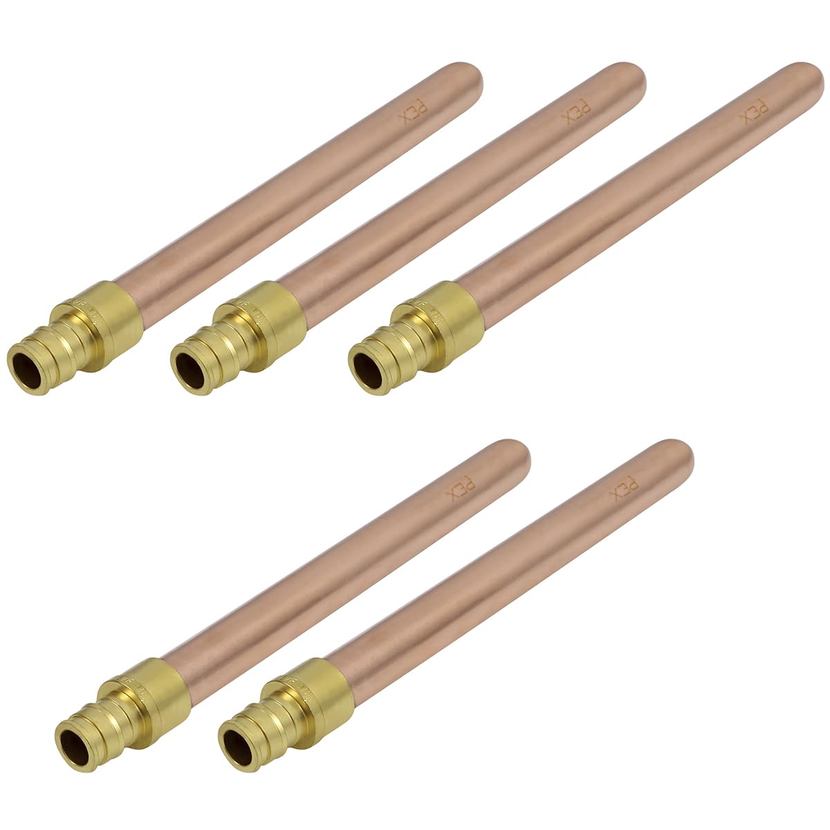 Extensión de cobre de 1/2 pulgada Pex-A, 1/2" x 8" recto F1960 empalme de codo sin plomo, para uso en conexión de tubería Pex-A (paquete de 5)