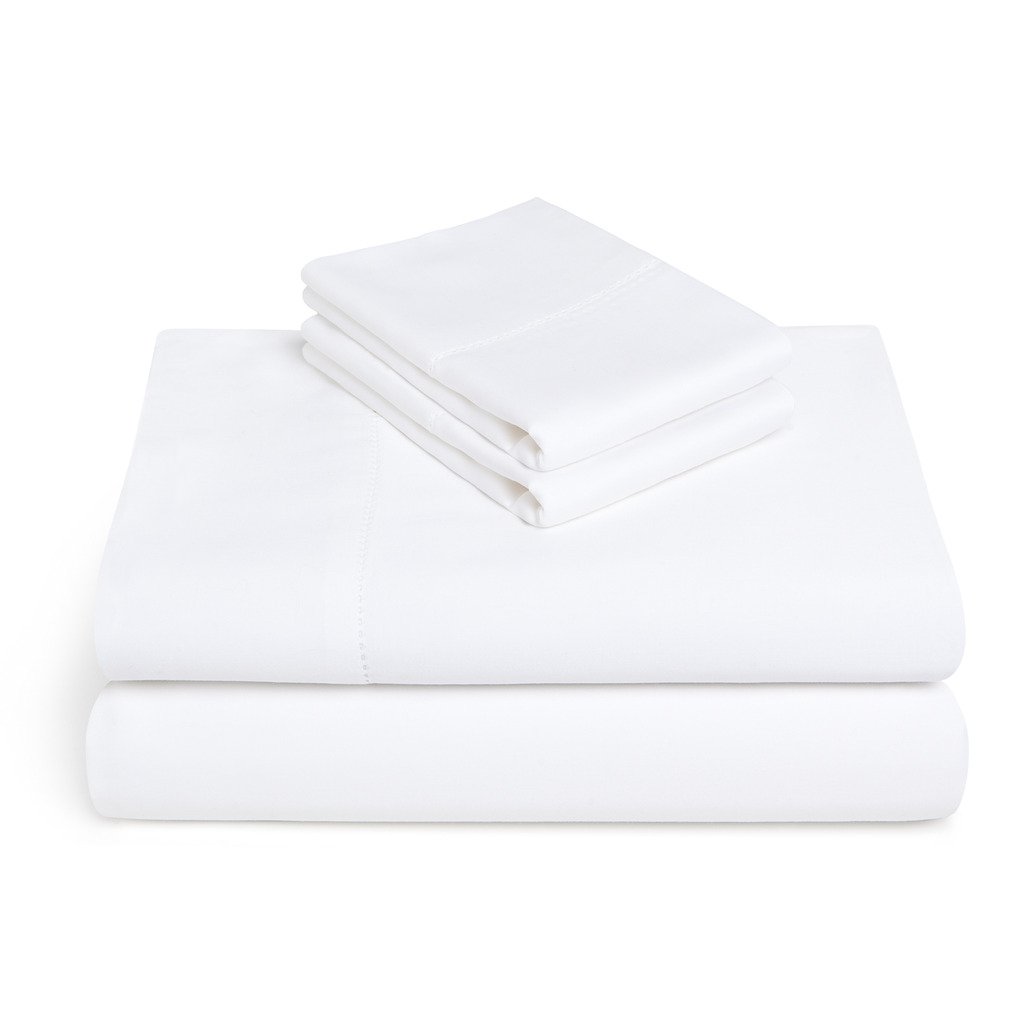 Vivendi Pure Sleep Cotton Bamboo-Lyocell Blend Eco-Friendly 4 Piece Sheet Set - Softest Bed Sheets and Pillowcases (Queen, White)