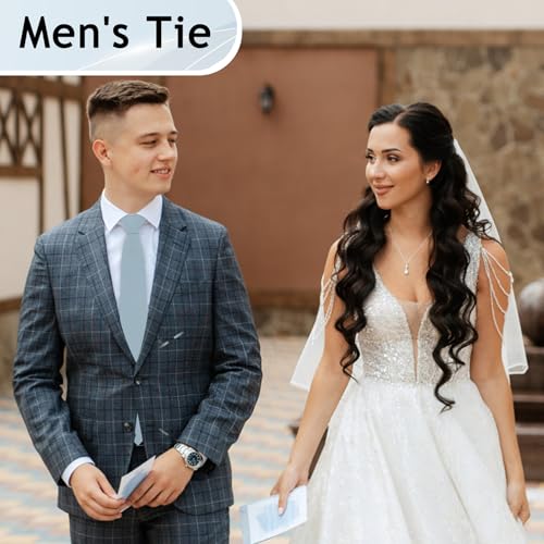Image of Ties for Men, Cotton Mens Ties Skinny Solid Color Necktie Sage Green Tie for Wedding Business
