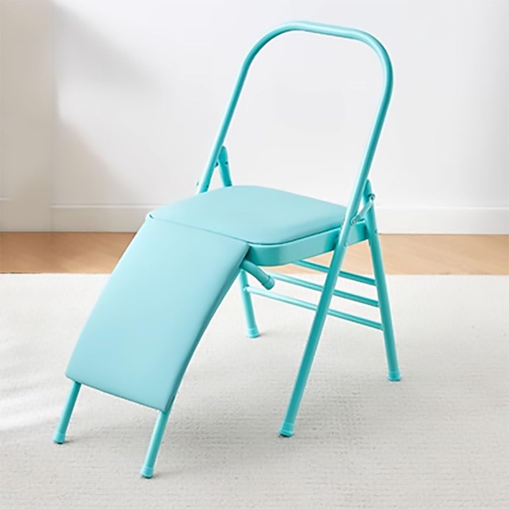Sedia per inversione Yoga Sedia per Assistenza Yoga con Supporto per la Schiena Lombare Sedia per Yoga Pilates Sedia per Yoga Iyengar Sedia per Yoga Senza Schienale,Cyan-A