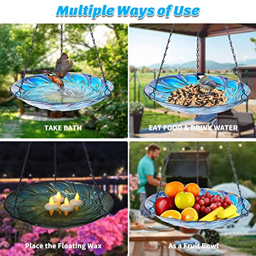 Mumtop 11 Inch Hanging Bird Bath Glass Bird Bath Peacock Outdoor Bird Feeder For Garden Yard Decoration #TOP6