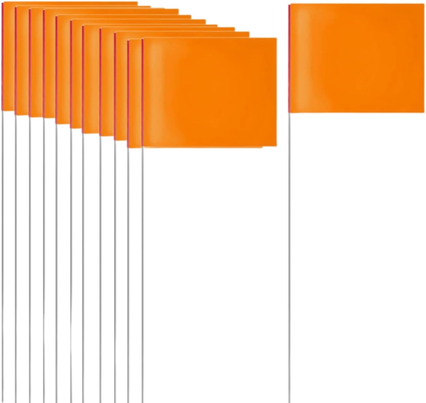 50 Pack 4.92"x3.81" Marking Flags with 15.3" Steel Pole Orange Yard