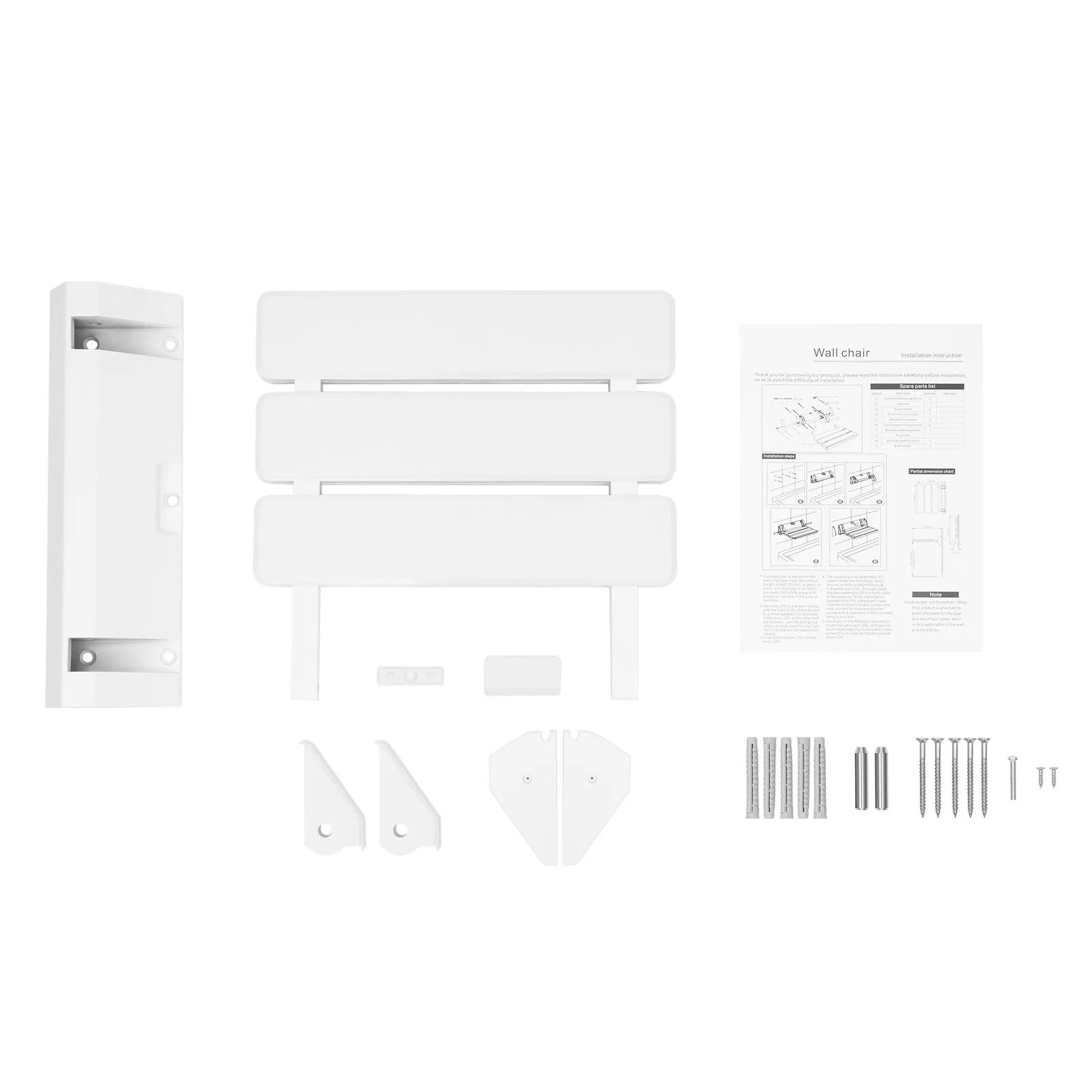 Asiento Ducha Pared Montada Asiento de Ducha Plegable montado en la Pared | Banco plegable ergonómico seguro que ahorra espacio plegable blanco