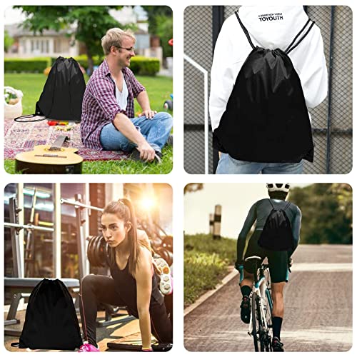 Grneric Black Drawstring Bags 28 Pcs Drawstring Backpack Bulk String Backpack Cinch Bag Sackpack For Men Women Gym (Black) #TOP3