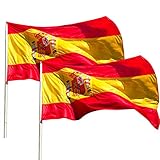 KliKil Bandera España Grande - Pack de 2 Banderas de España en poliéster náutico Super Resistente al Viento y la Lluvia 150x90 cm versión Premium 2024 para Balcon, Exterior y Jardin, Spanish Flag -