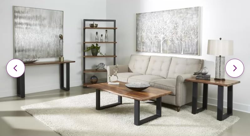 Image of Homey Essense Contemporary Metal & Solid Sheesham Wood Live Edge for Entryway, Live Edge Console Table for Hallway, Console Table for Living Room | Brown
