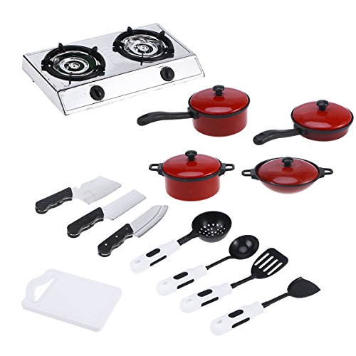 PIXNOR Mini Kitchen Toys Kids Cookware Playset Chef Toy Pans Pots Pretend Play