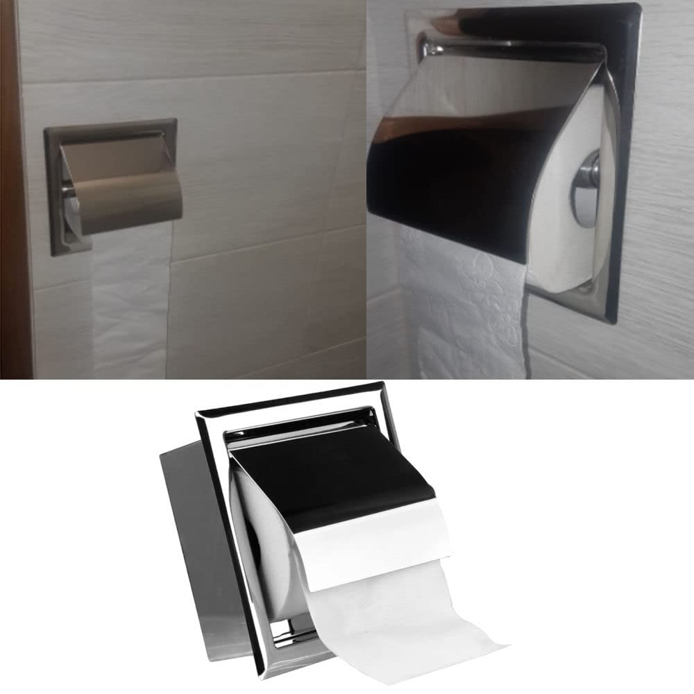 Portarrollos De Papel Higiénico Dispensador De Papel De Rollo Empotrado Caja De Almacenamiento Acero Inoxidable Ocultable Cromo Pulido Montado En La Pared,Almacenamiento De Papel Higiénico,China